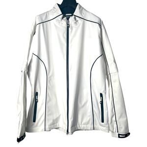 FootJoy Women's Size XL HydroLite DryJoys Golf Rain Jacket White Zip Up Active